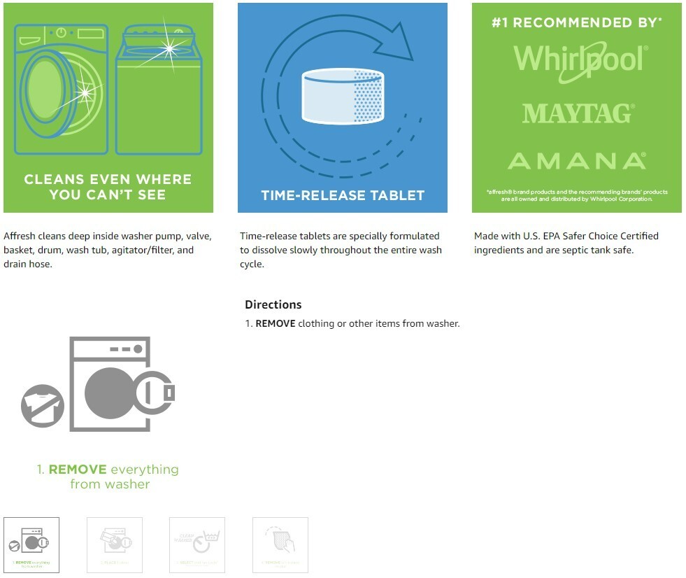 Washing Machine Cleaner Tablets Affresh Sparkling Cleans Deep Inside Washers -HE