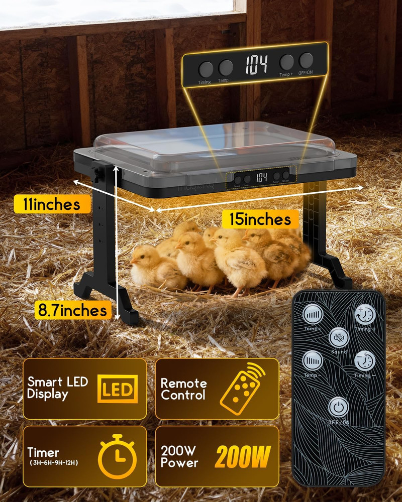 Brooder Heat Plate for Chicks, Magicfly 200W Adjustable Chicken Coop Heater with