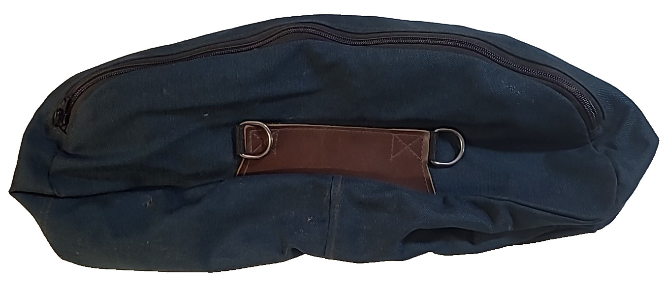 Cantle Saddle Bag with Fold Out Saddle Cover in Dark Blue/Green with Blue Cover