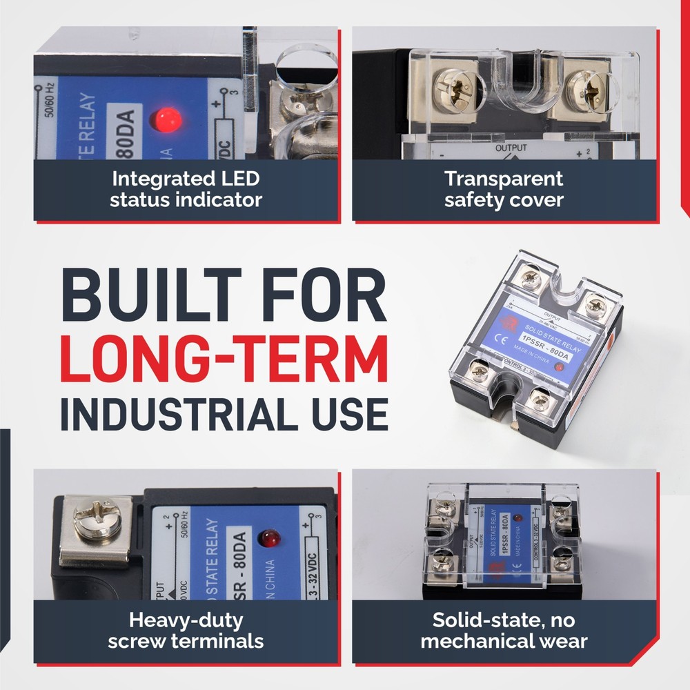 80 Amp DA Solid State Relay Module SSR-DC to AC-3-32VDC Control-24-480VAC Output