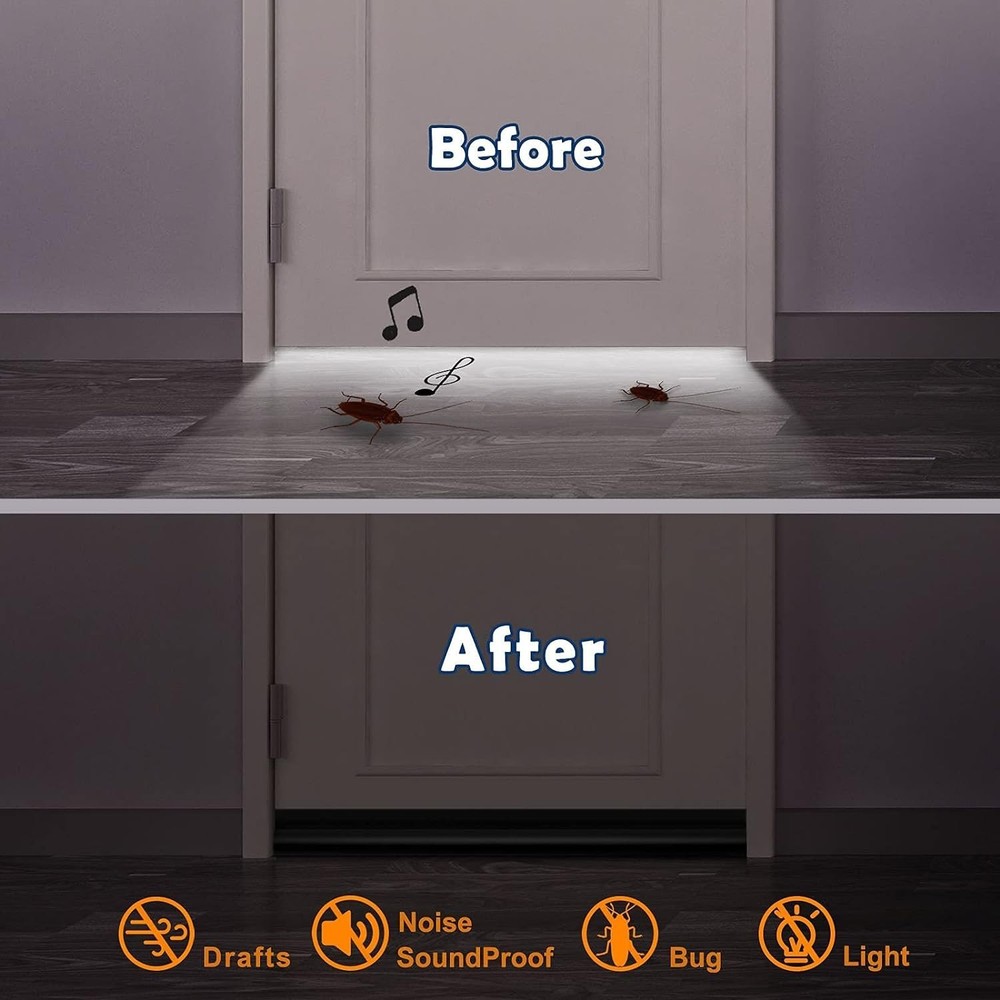 Weather-Resistant 36'' Black Door Draft Guard - Effortless Installation Solution