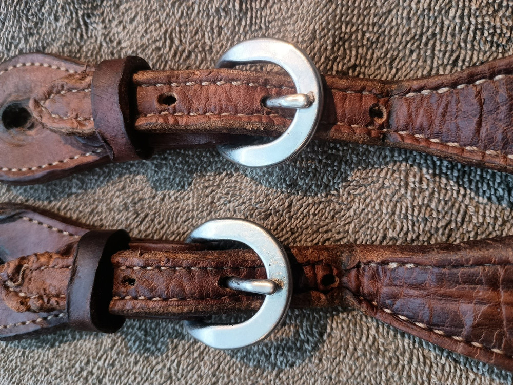 Leather Spur Straps with Native American type Embroidered Design
