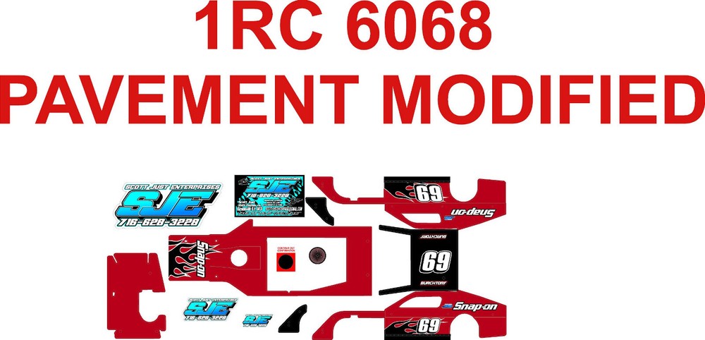 1RC PAVEMENT MODIFIED #6068  WRAP BLACK FLAMES THEME WRAP KIT