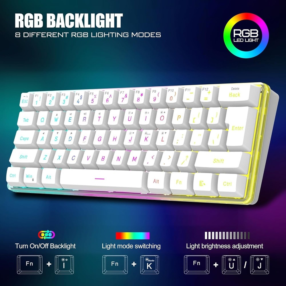 Rechargeable Wireless Keyboard and Mouse with 61 Keys and Backlit Functionality