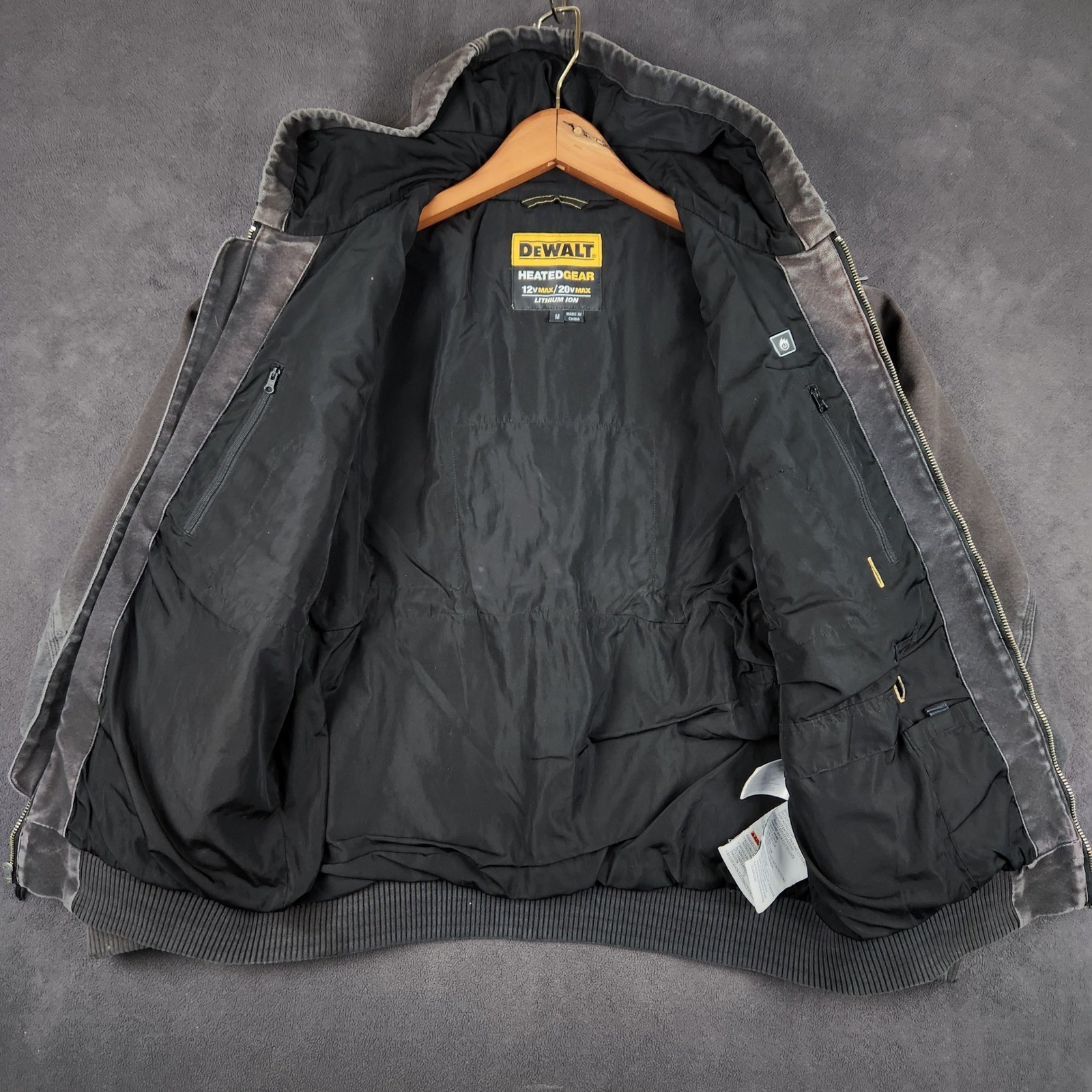 DEWALT DCHJ061 Heated Gear Hooded Work Jacket Mens Medium Faded Black Distressed