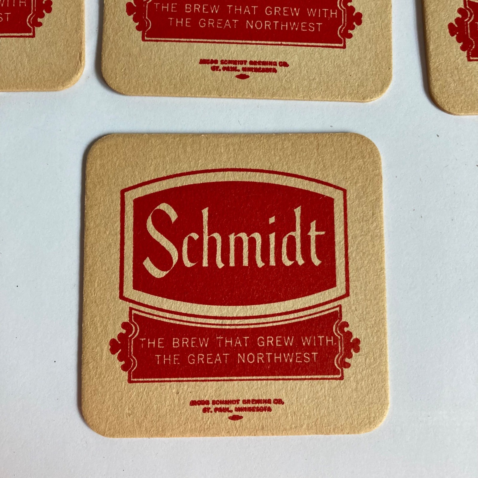 Lot 7 Vintage Schmidt Brewing Beer Coasters Cardboard St Paul, MN