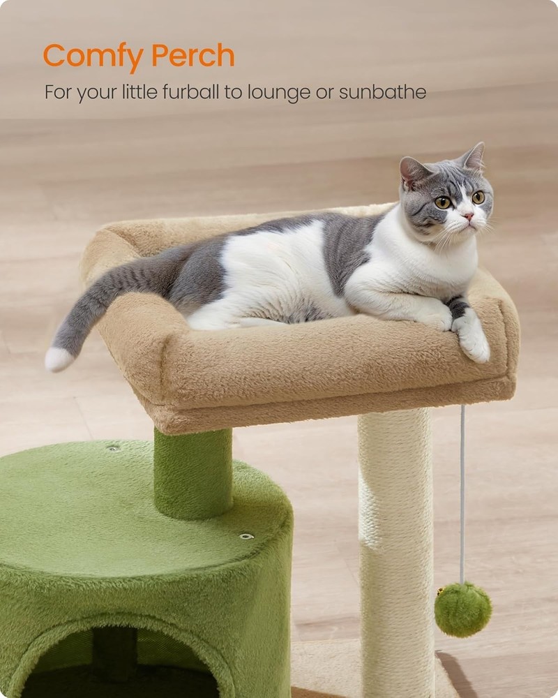 Easy Assembly Cat Tree with Plush Perch and Scratching Post - Ideal for Kittens