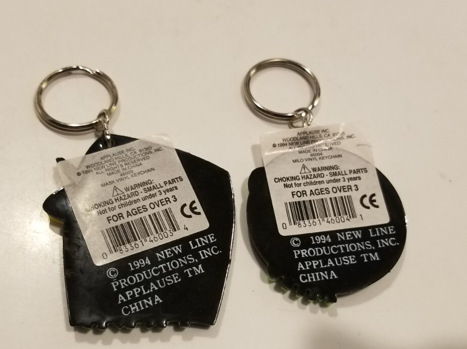 Jim Carrey The MASK & Milo Rubber Keychains by Applause Vintage 1994 NOS New