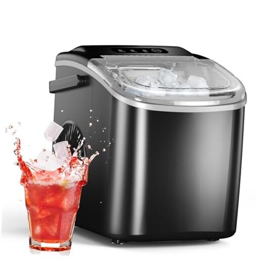 Ice Maker Countertop, Efficient Easy Carry Ice Machine, Self 26LBS/DAY BLACK