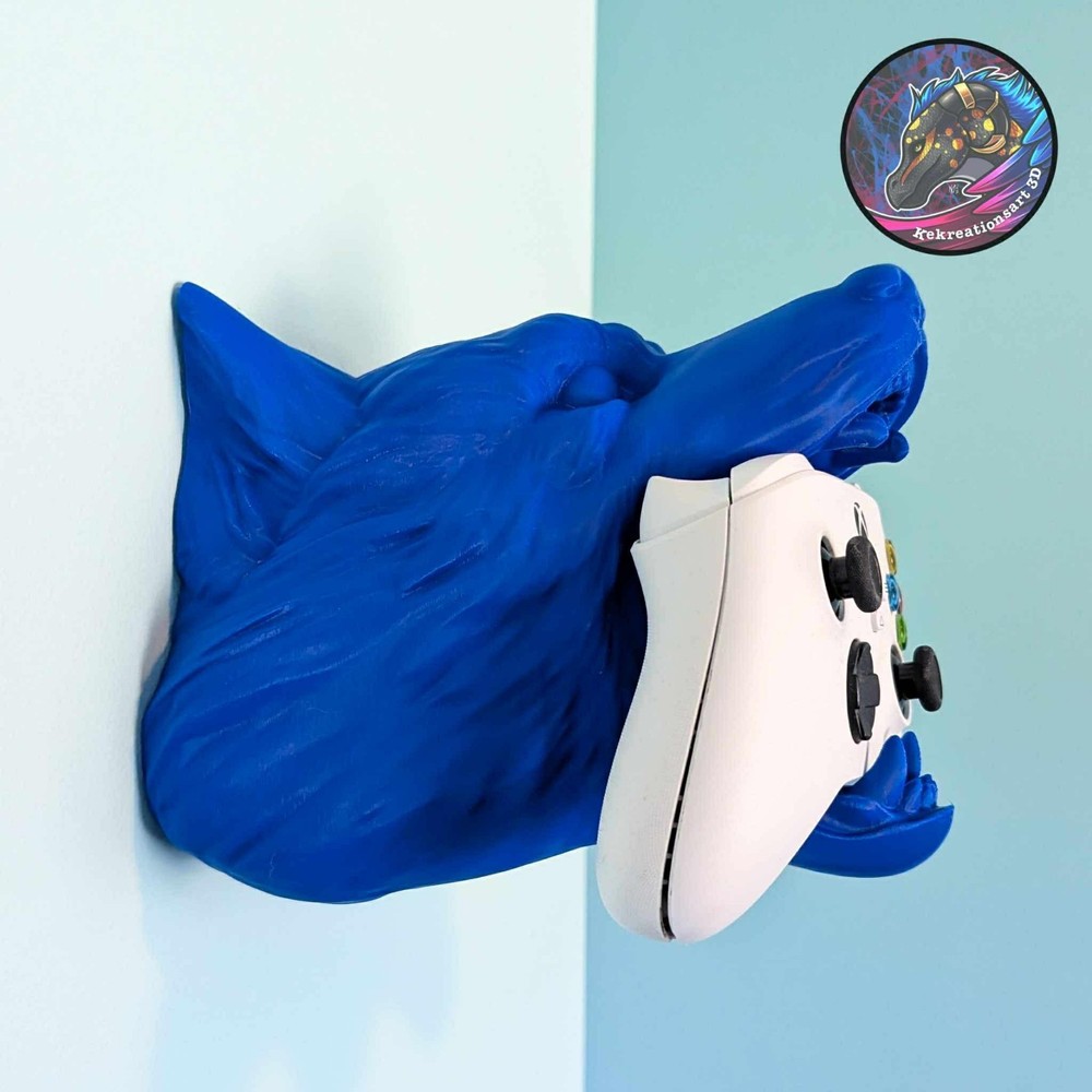 Wall mounted | Wolf Controller Holder | Gamer Gift | Rustic Desk Decor | Gaming