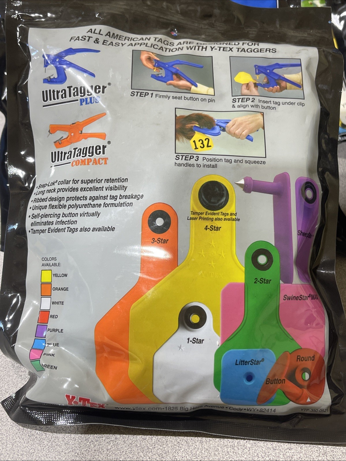 Y-Tex 4 Star Large Cattle Tags 25 Pack, 2 Piece Ear Tag System, Blue, 51-75