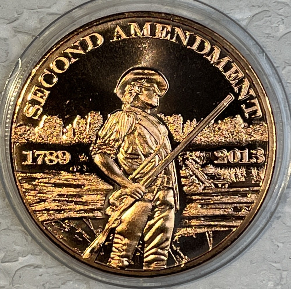 Second 2nd Amendment 1 Ounce 0.999 Copper Round 1789 - 2013