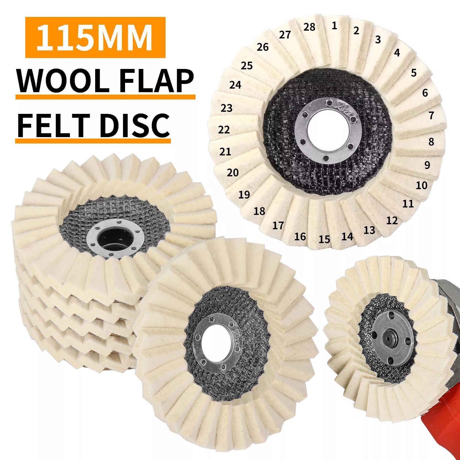 2Pcs 115MM Wool Felt Flap Disc Finishing Wheel Buffing Pads For Angle Grinder