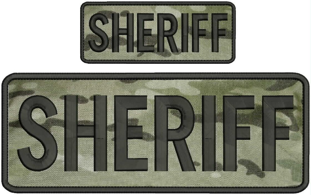 "Sheriff" embroidery patch  4x10 and 2x5 inches hook multicam