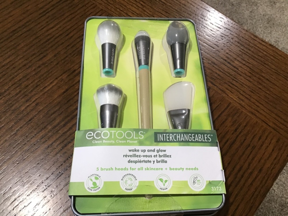 Ecotools Wake Up + Glow 5 Interchangeable Makeup Brush Heads w/ Tin Case #3173