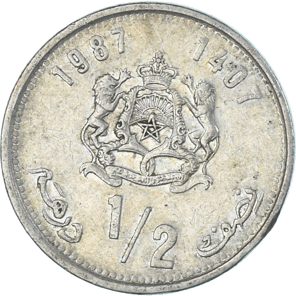 [#1335670] Morocco, 1/2 Dirham, 1987/AH1407