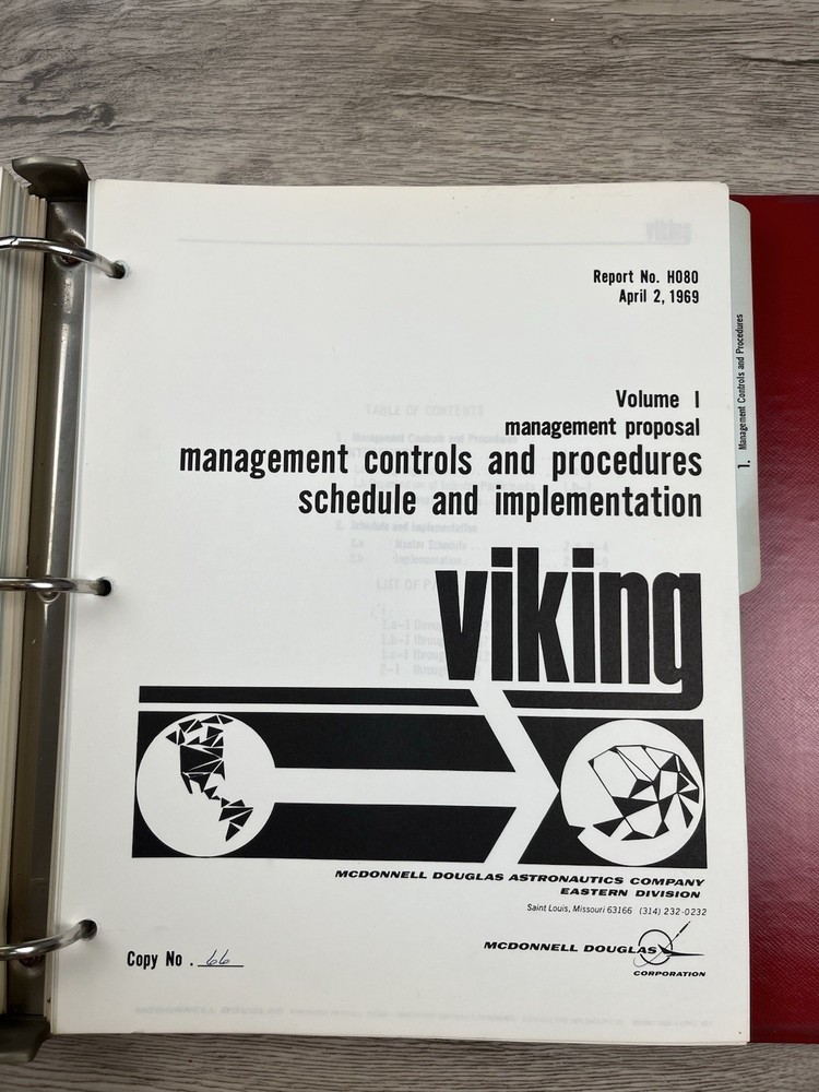 RARE Viking Space Program Proposal McDonnell Douglas Plans & Control Vol 1 & 2
