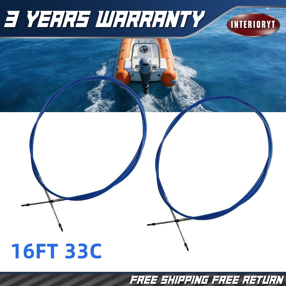 2PCS 16FT Marine Throttle Shift Remote Control Box Cable 33C For Yamaha Outboard