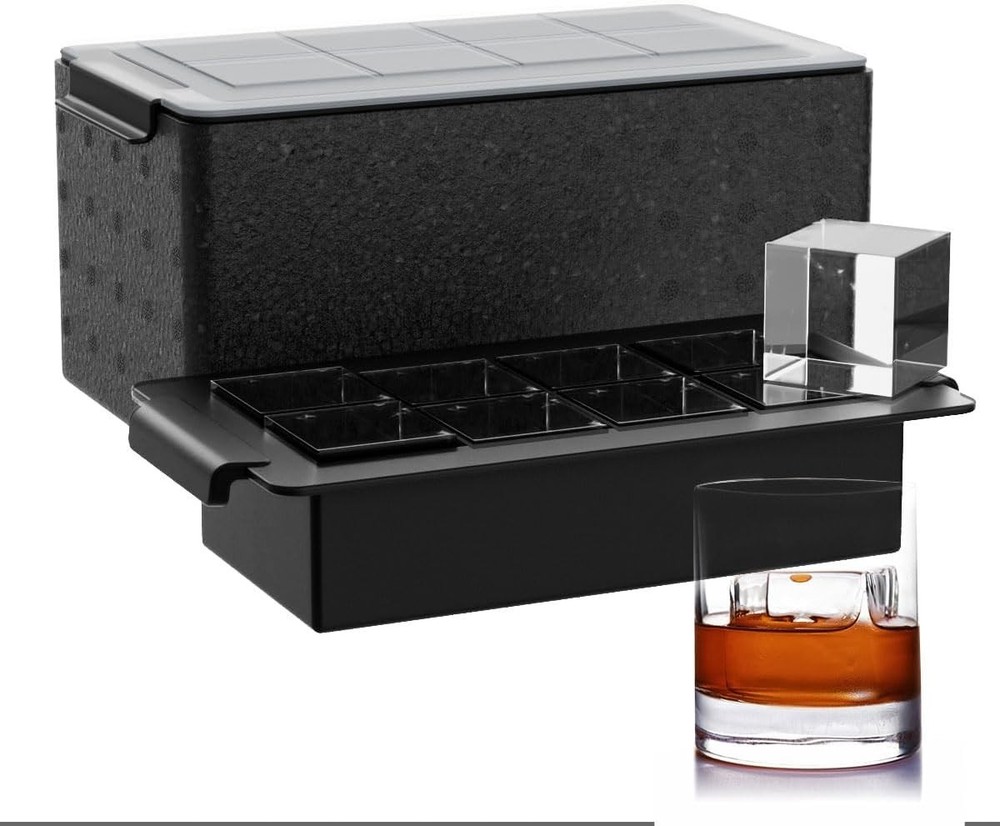 Clear Ice Cube Tray for Whiskey: 2Inch Clear Ice Cube Maker - Silicone Large ...