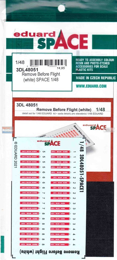 EDU3DL48051 1:48 Eduard SPACE - Remove Before Flight (white) Tags