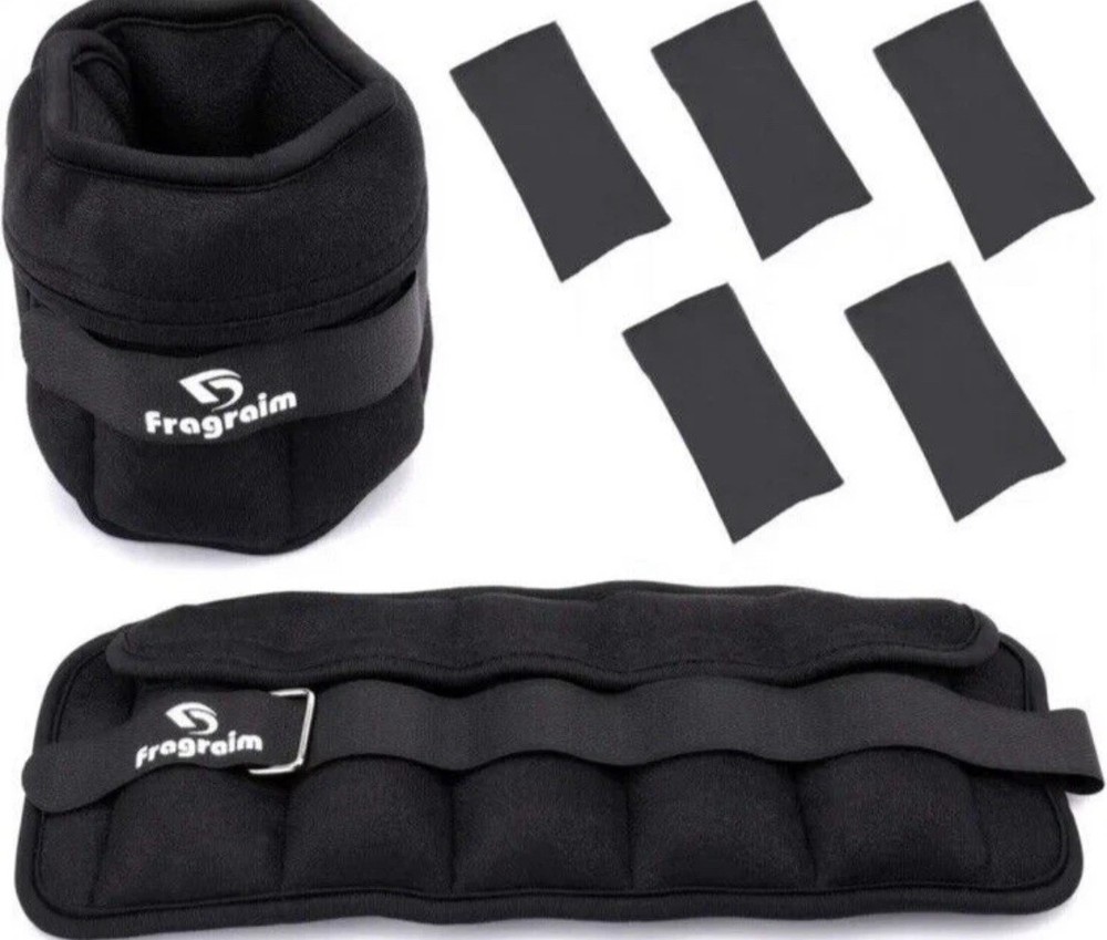 Fragraim Adjustable Ankle Weights 10 lbs pair - 5 per side, Black