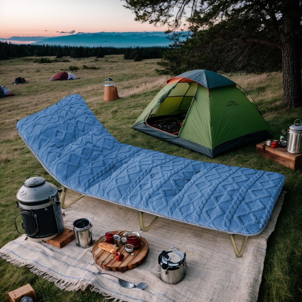 Folding Camping Cot Pad - Portable & Comfortable Outdoor Sleeping Mat with Elast