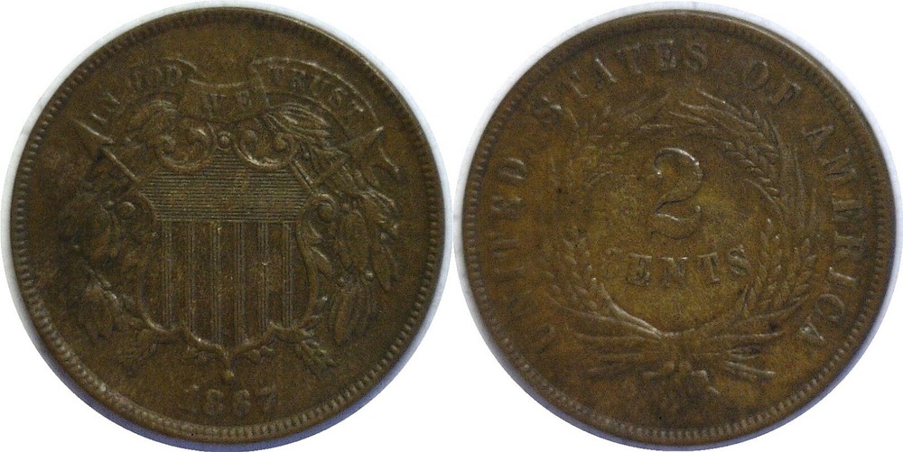 1867 2C Two-Cent Piece XF