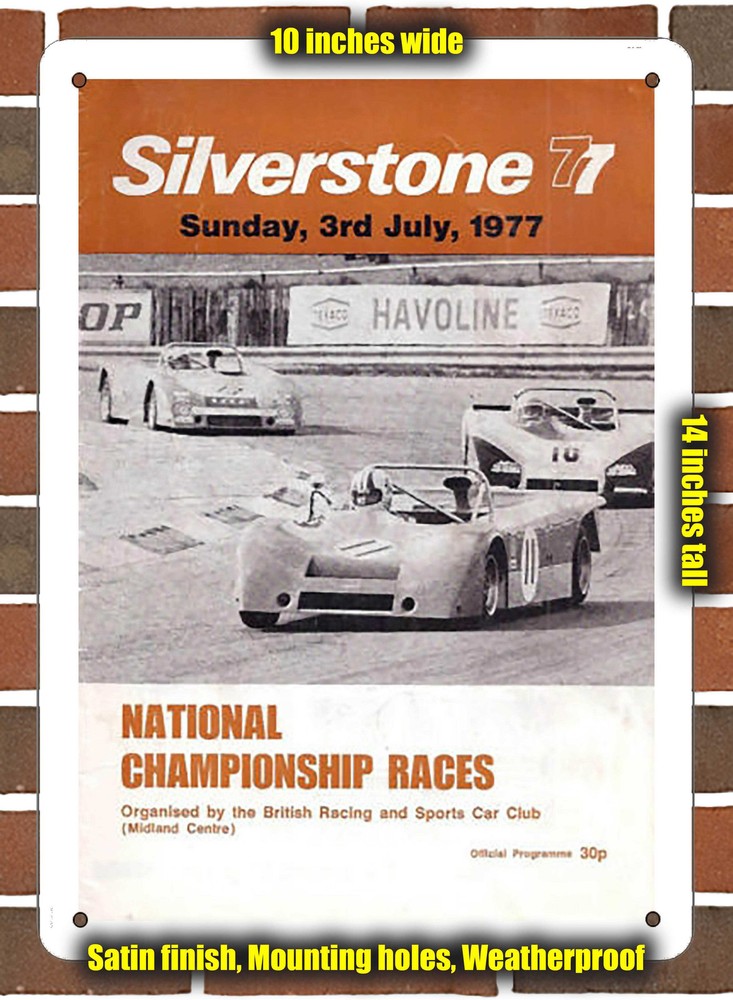 Metal Sign - 1977 Silverstone Circuit Racing Program - 10x14 inches