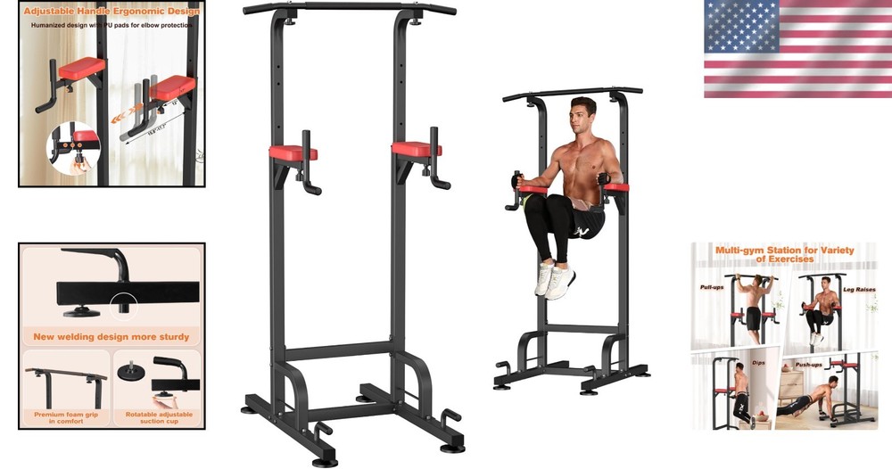 Multifunctional Power Tower & Pull Up Bar - Supports 400 lbs for All Workouts