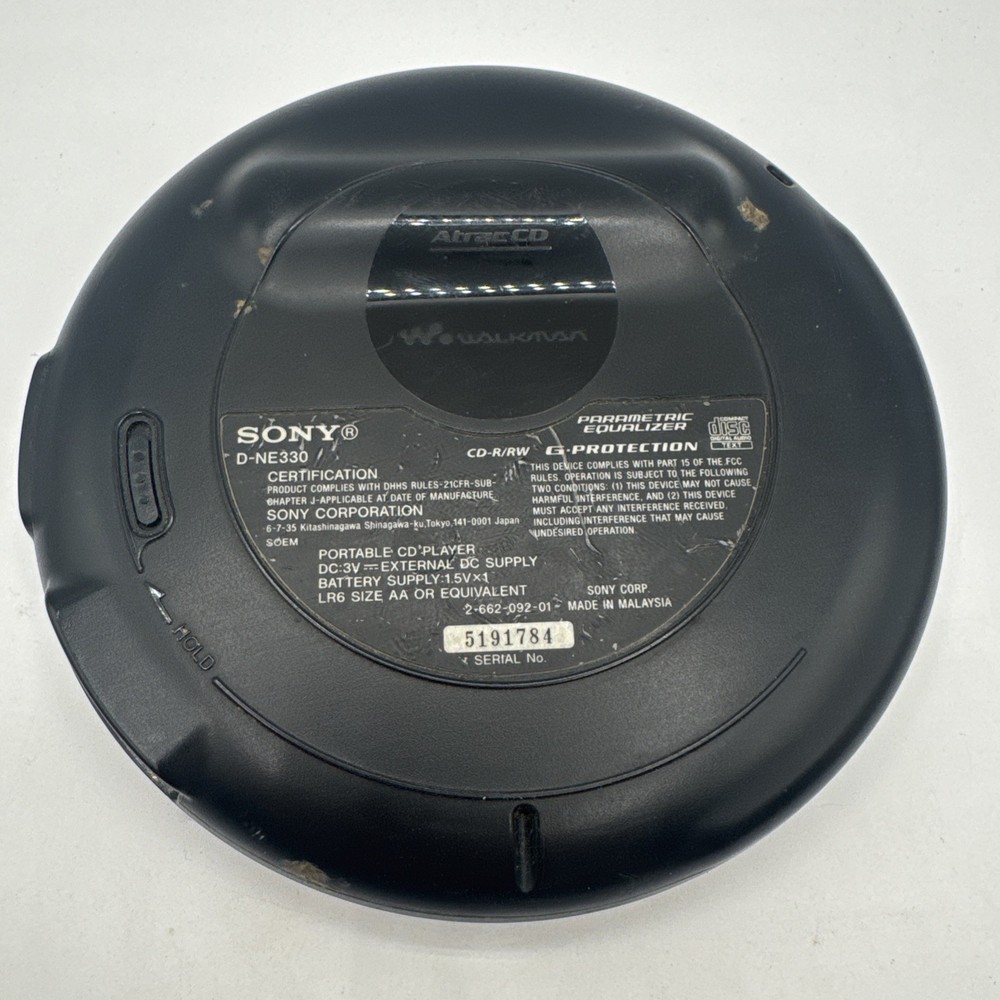 Sony Psyc CD Walkman D-NE330 Portable Compact Disc Player - Black Tested Working