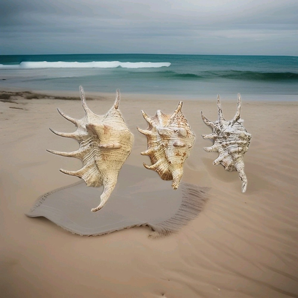 3  SPIDER CONCH shells.
