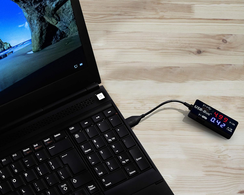 Usb-Bug Dual-Output Inline USB-A Tester with Data Masking Port