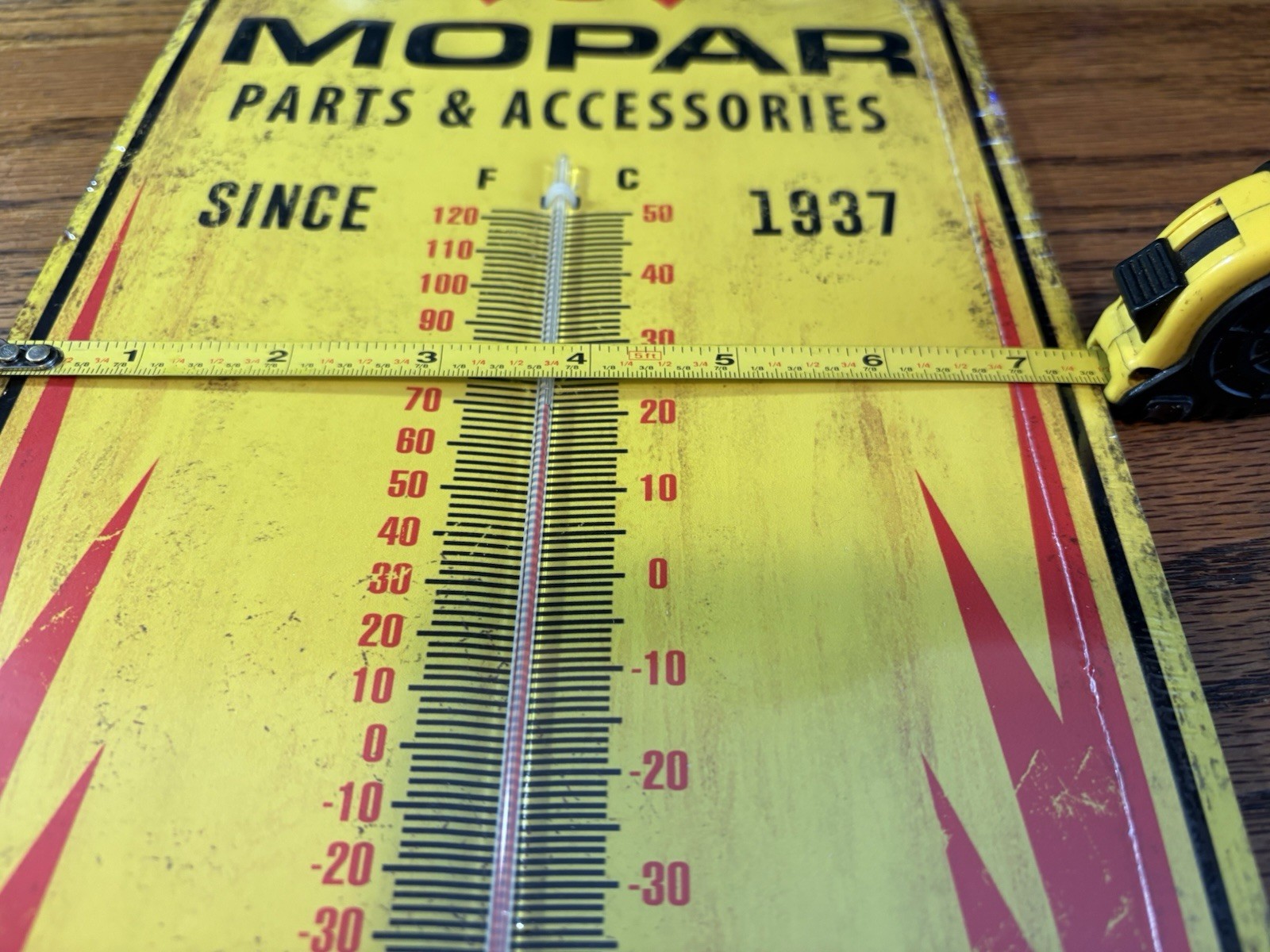 17.5 " Metal Vintage Style Mopar Parts Embossed Thermometer Sign Made USA NIP