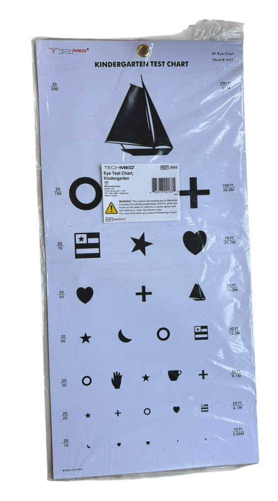 TechMed Kindergarten Eye Test Chart - 20' - Model 3052