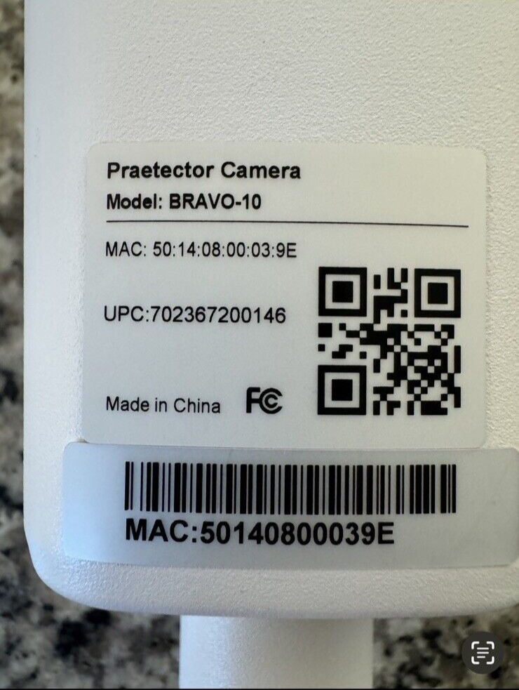 PRAETECTOR CAMERA MODEL BRAVO-10. NEW OPEN BOX 192