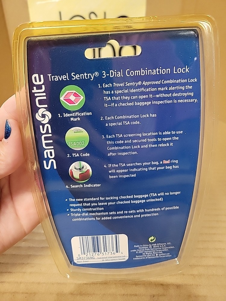 Samsonite 3 Dial Combo Lock Travel Sentry Bright Lime Green