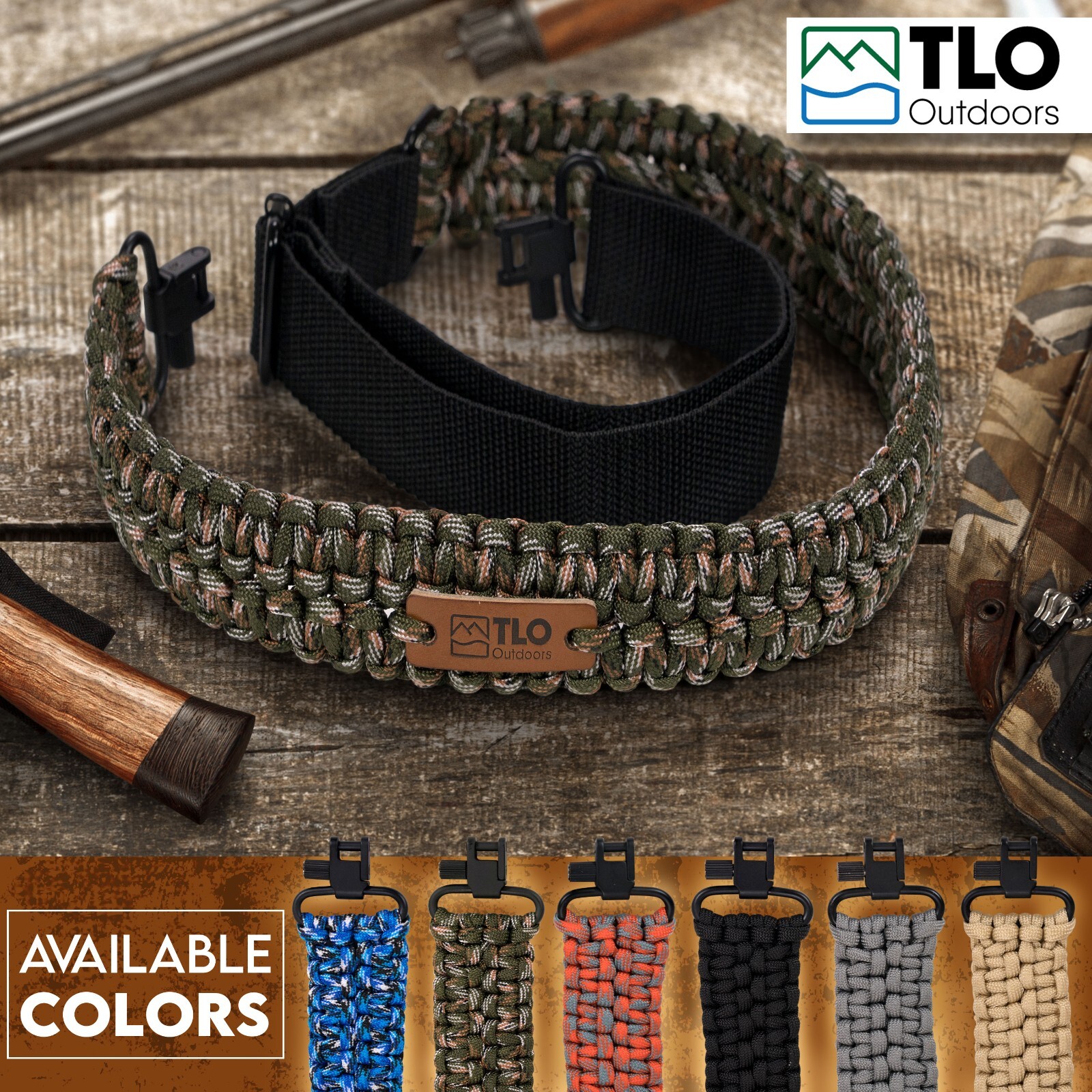 TLO Outdoors Adjustable 2-Point Paracord Gun Sling for Rifle, Shotgun, Crossbow