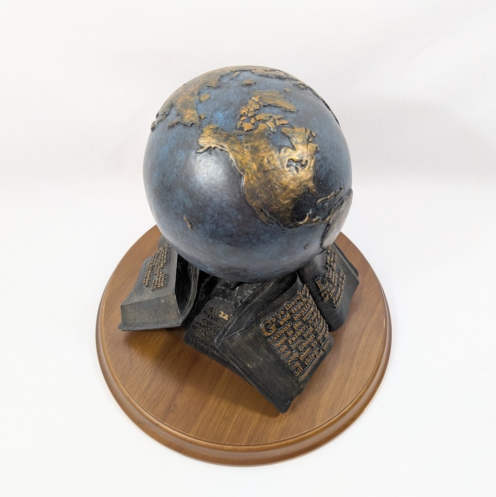 Vintage Globe Sculpture Decorative Display God Bible Scripture Verse Max Greiner