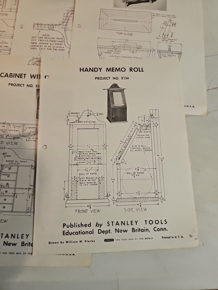 Vintage Stanley Tools Project Sheets. Lot Of 10.. Shop Class Project Ides