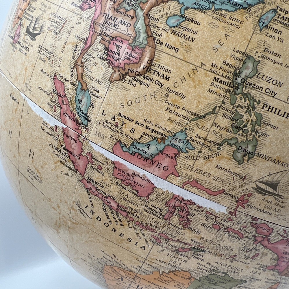 mountains Raised REPLOGLE Globemaster 12 Inch Globe wood Base