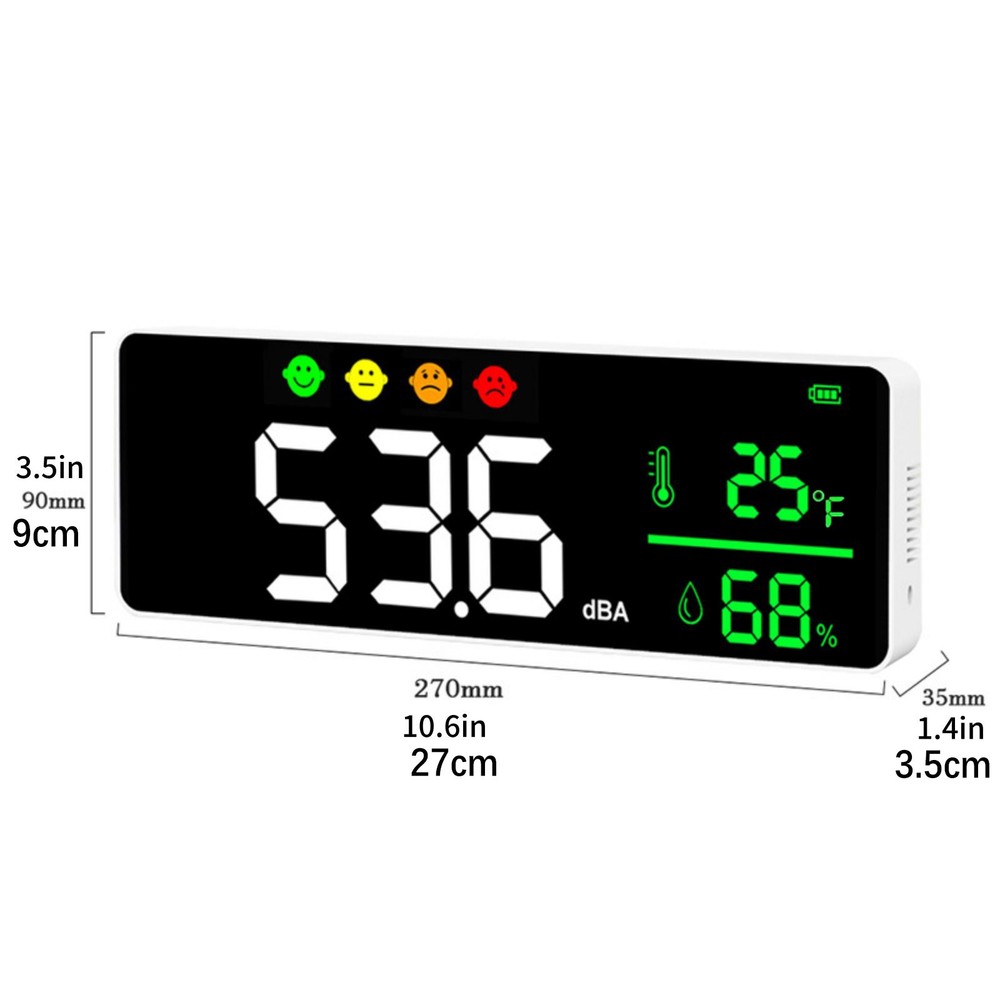 Sound Level Meter 30-130dB Large Screen Display Decibel Noise Meter Wall Mount