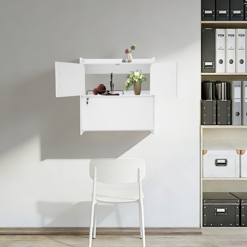 Wall Mounted Desk Cabinet Multifunctional Fold Down Laptop Table Folding Table
