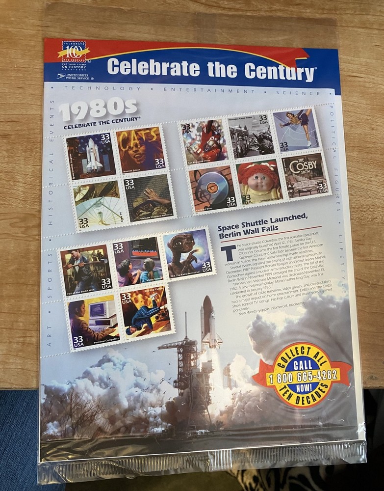 9 celebrate the century stamp sets with super hero stamp album and 3-D glasses