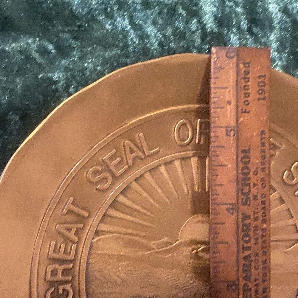 Wendell August Forge Solid Bronze Dish: Great State Seal Ohio 6” Diameter 1995