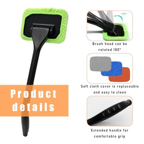 Car Windshield Cleaning Tool, Microfiber Window Cleaner with 4 Washable and