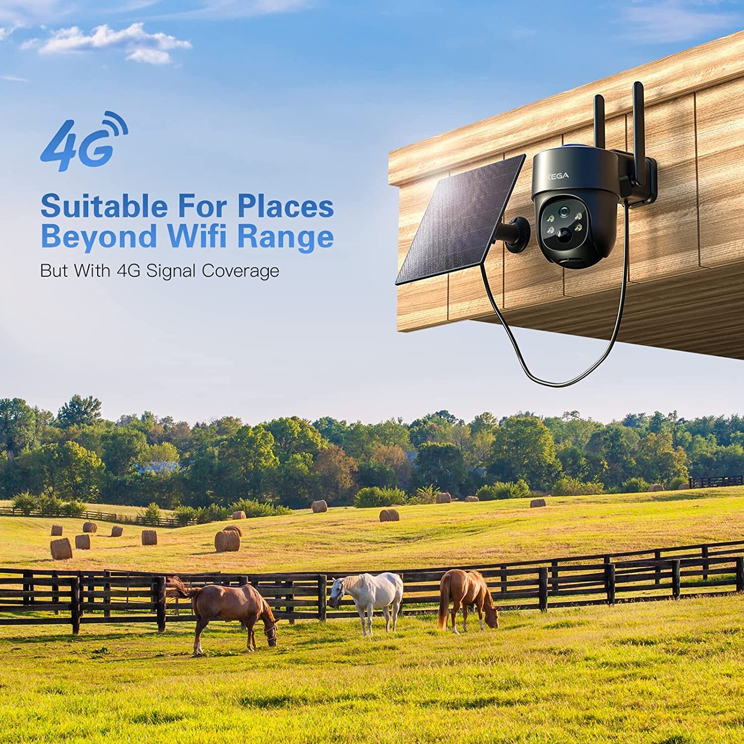 Xega Wireless 4G LTE Cellular Security Camera Solar with SIM Card & 2 Way Talk