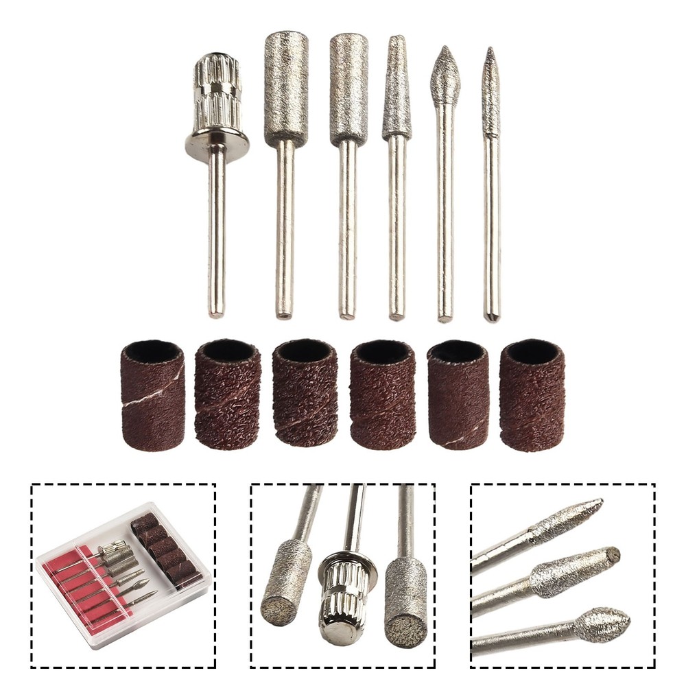 12pcs Electric Nail Drill Bits File Tool Manicure Machine Grind Head Tools Pack