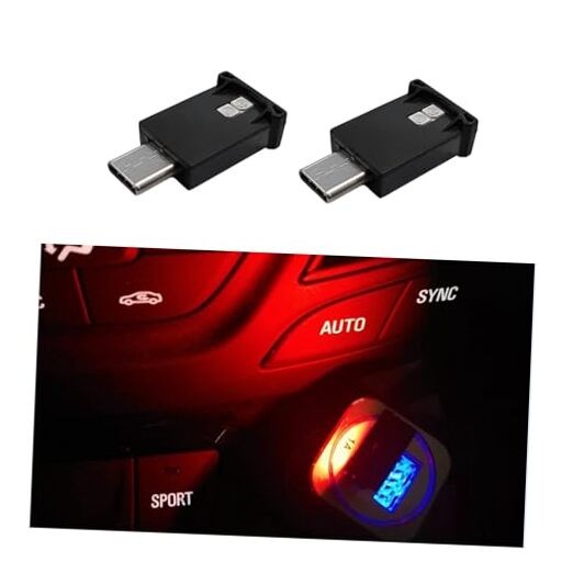 USB Type C LED Ambient Light, 8 Colors RGB Dynamic Gradient Brightness 2 PCS