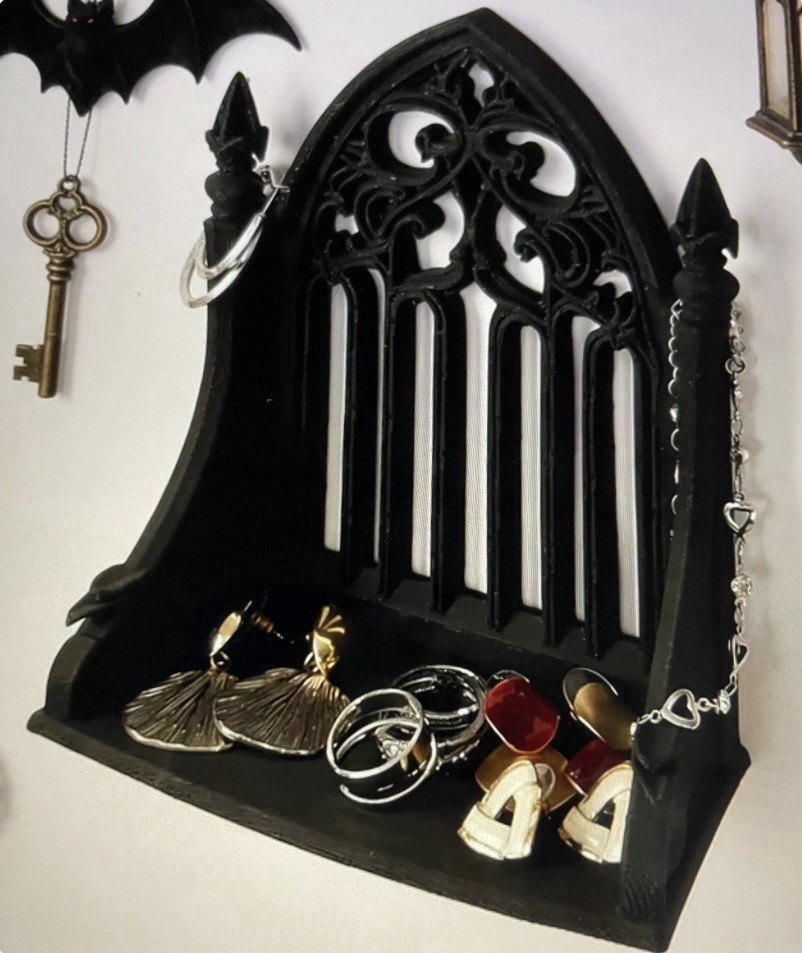 Gothic Black Wall Mounted Bracket Trinket Shelf, 3D Print, Plastic Composite