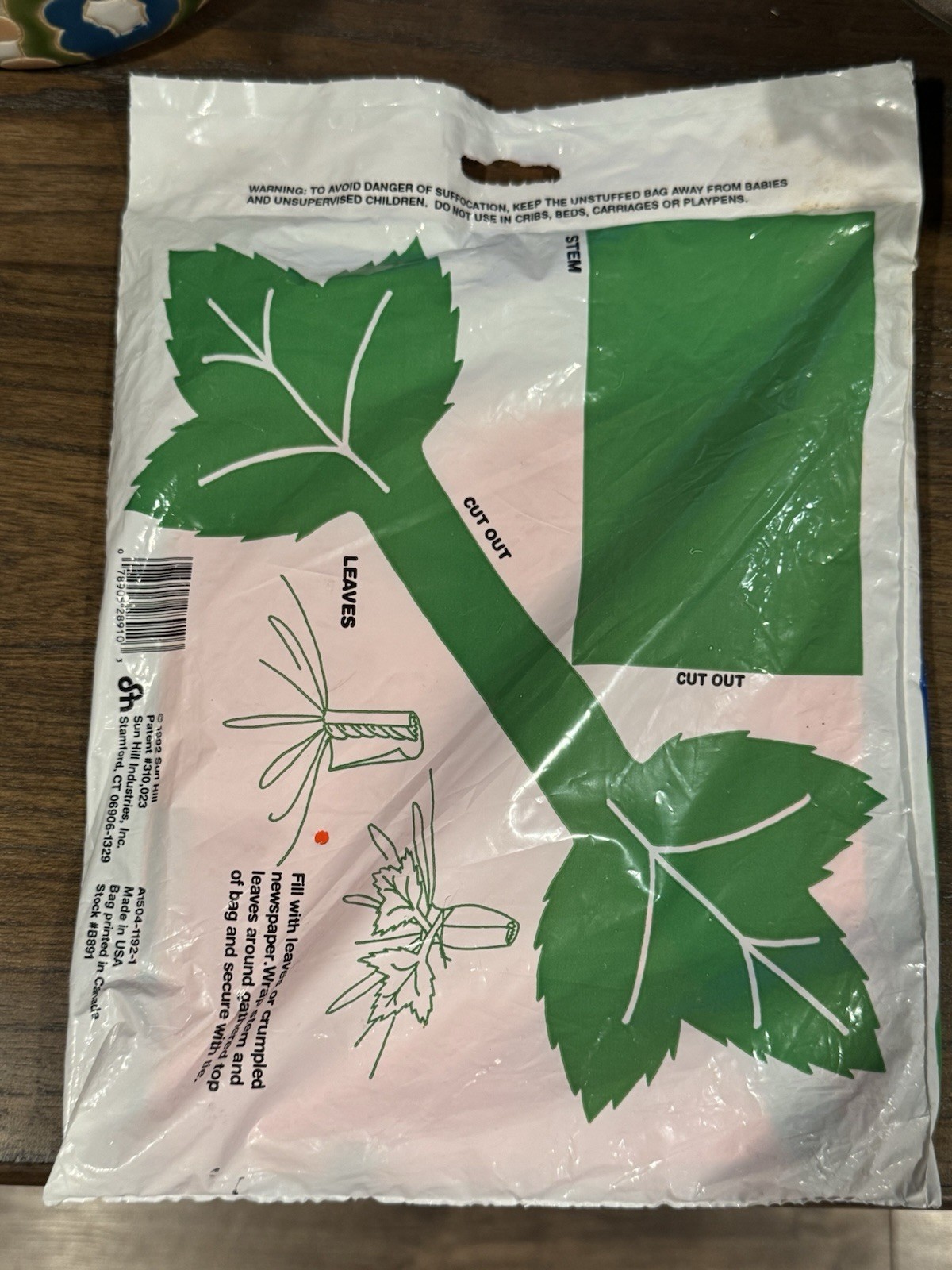 Vintage Halloween Sun Hill 1992 Deluxe Giant Stuff-A-Pumpkin Leaf Bag Sealed